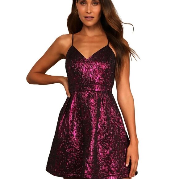 2for30💥‼️ LULUS Spin The‎ Night Purple Mini Dress Dance Sz S - Picture 1 of 16